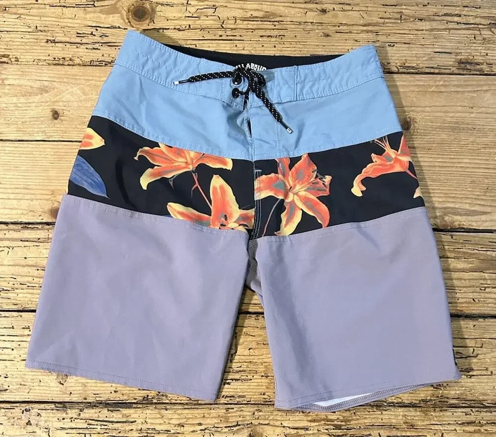Billabong Men’s Size 25 Blue Colorblock Tribong Boardshorts NWOT